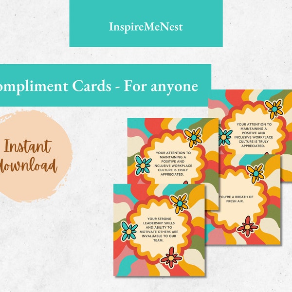 General Compliment Cards, Printable Positivity Cards, Encouragement Cards, Kindness Cards, Words of Affirmation, Gratitude Cards