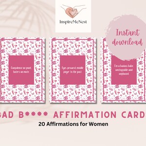 Bad Bitch druckbare Affirmationskarten, Affirmationen schwören, tägliche Affirmationen, Selbstpflege, Selbstliebe, positive Affirmationskarten