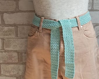 Mint Green Belt, Crochet Accessory,  Handmade Belt, Fall fashion