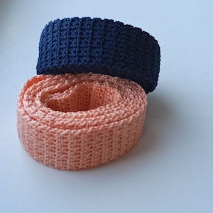 Zomeraccessoire, marineblauwe riem, minimalistische riem, gehaakte stijl