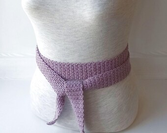 Crochet Fashion, Wide Belt, Lavender Accessory, Minimalist Cotton Belt