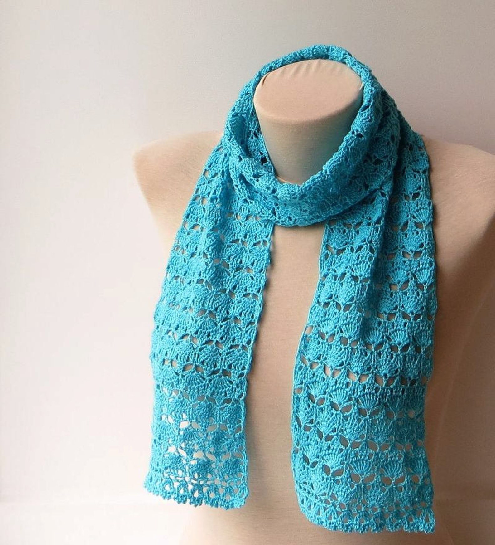 Blue Turquoise Scarf Turquoise Cotton Scarf Summer Scarf Etsy