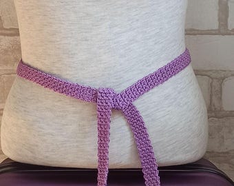 Purple Crochet Belt, Minimalist Waist Belt, Handmade Accessory