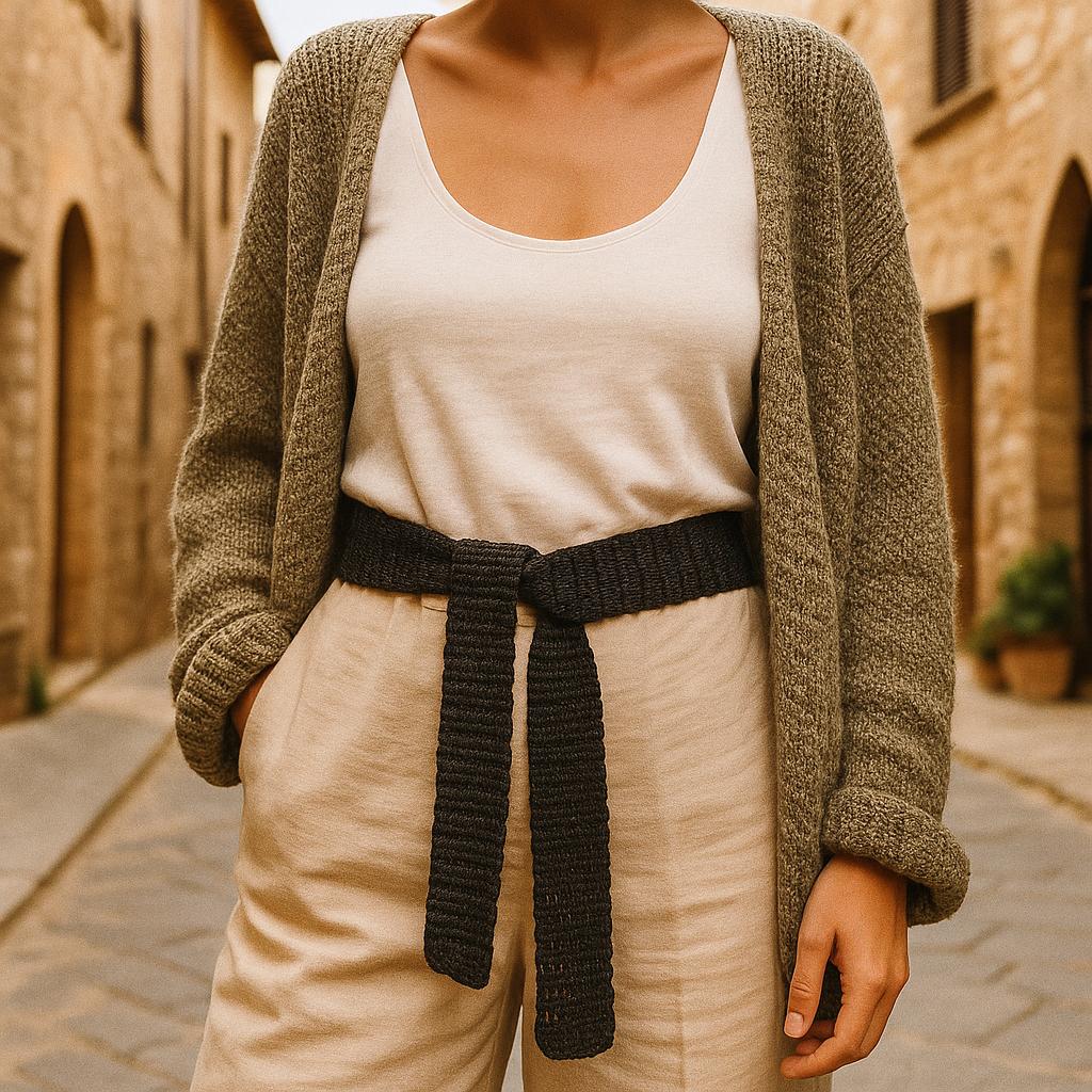 Handmade Cotton Knit Belt: Minimalist Crochet Style.