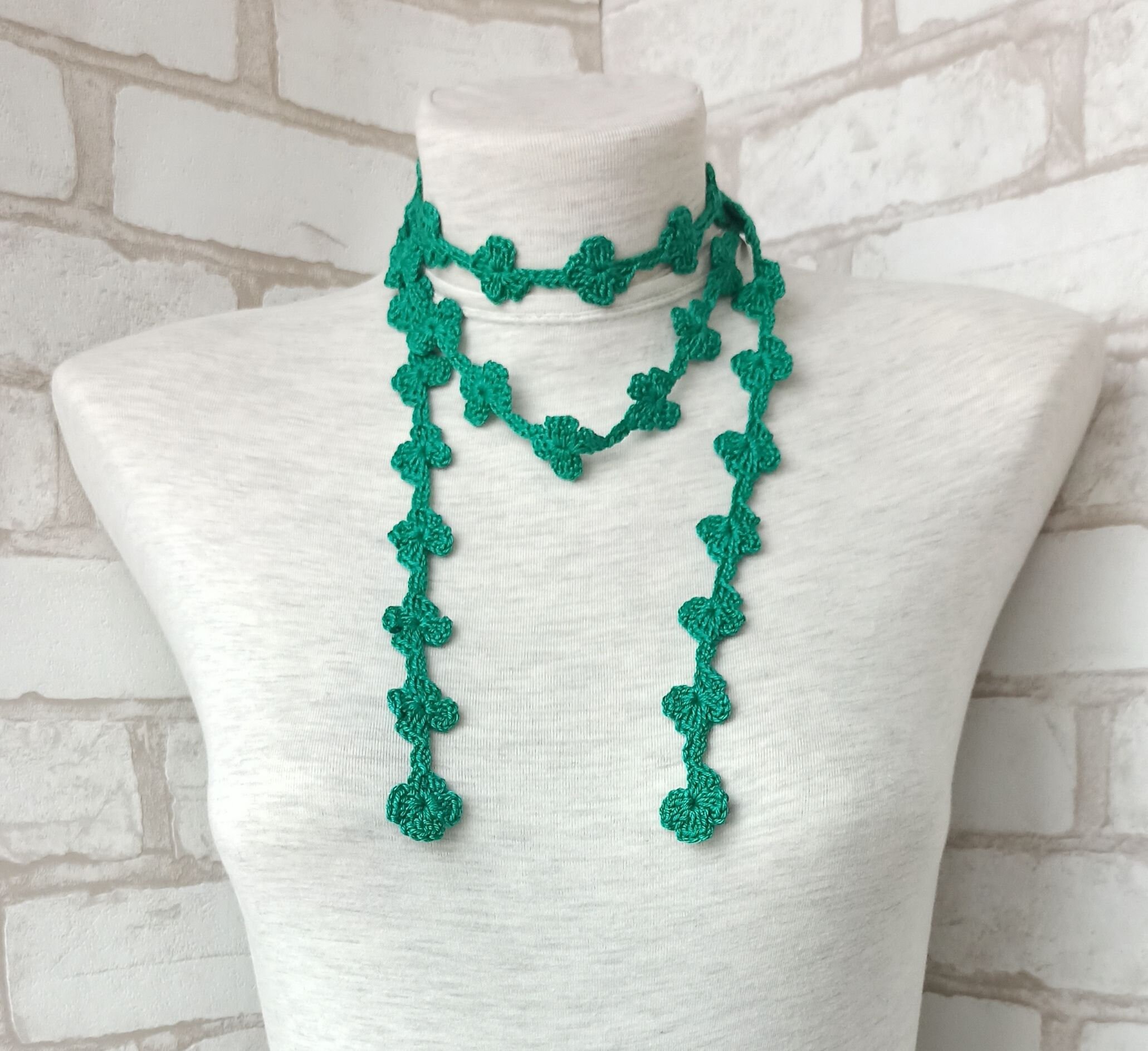 Boho Handmade Green Crochet Belt with Gold Bejeweled Accents Gypsy Crochet Belt | Handmade Boho Cotton Belt with Wooden  main image 3