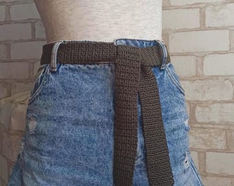 Crochet Knit Belt: Linen-Cotton Blend Dress Accessory.