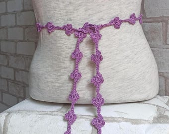 Handmade Knit Purple Belt: Boho Dress Accessory.