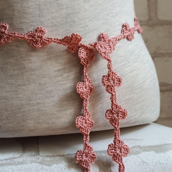 Handmade Crochet Flower Belt in Metallic Earth Tones Rose Belt, Floral Crochet, Boho Accessory, Summer Fashion  main image 4