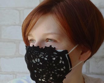 Lace Crochet Mask Pattern, Unique Feminine Design, Crochet PDF