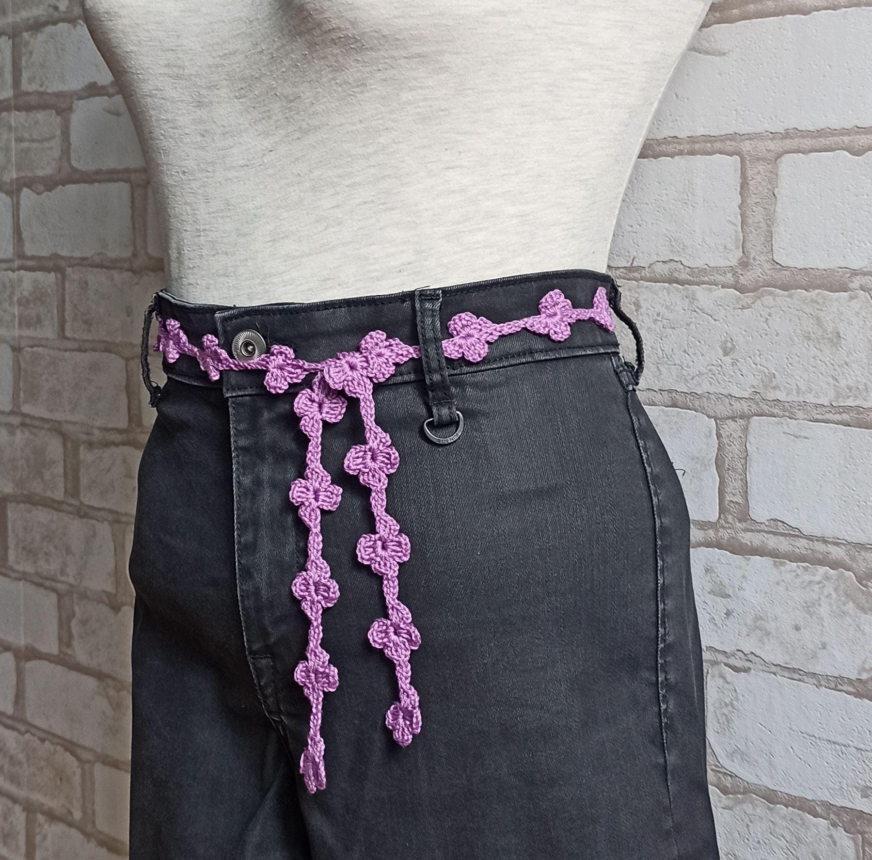 Handmade Knit Purple Belt: Boho Dress Accessory. - Etsy