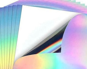 8 feuilles d'autocollants holographiques irisés : vinyle DIY pour imprimantes laser