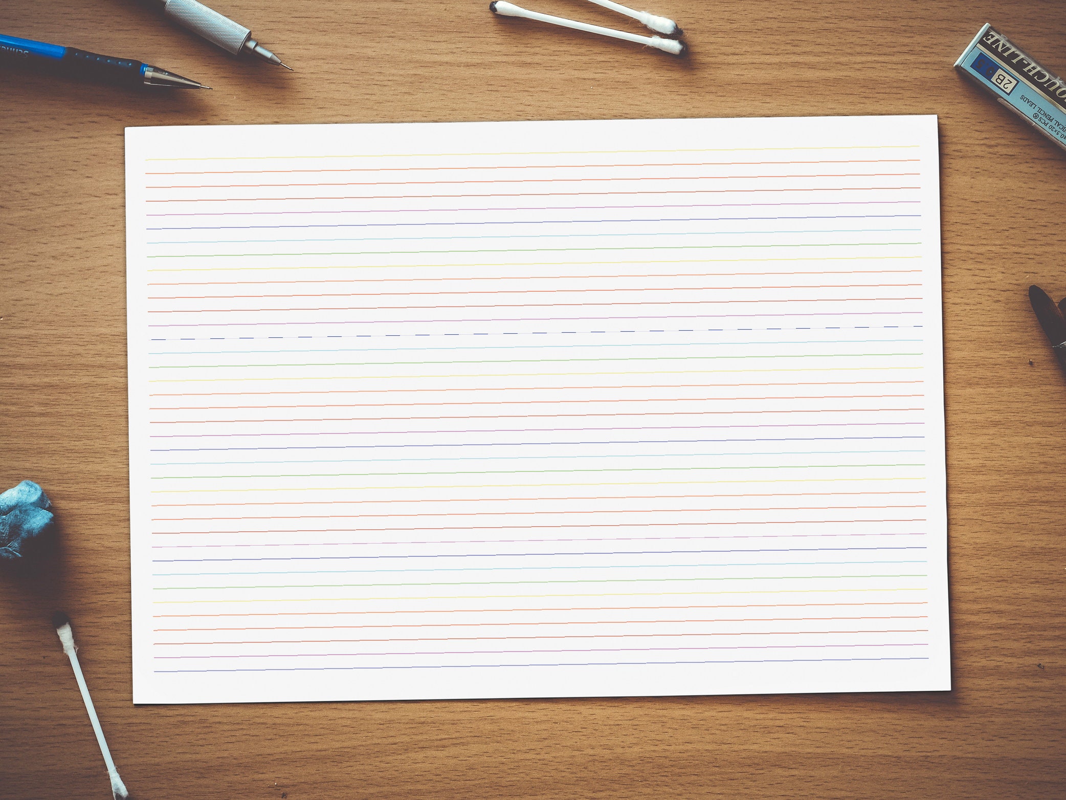 PRINTABLE Rainbow Lined Paper /// Quarter Half Letter Tabloid A6 A5 A4 ...