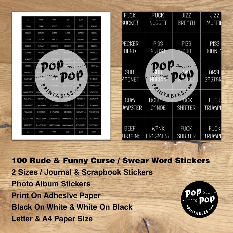 PRINTABLE STICKERS Very Bad Language Funny /// Curse Word | Etsy Canada