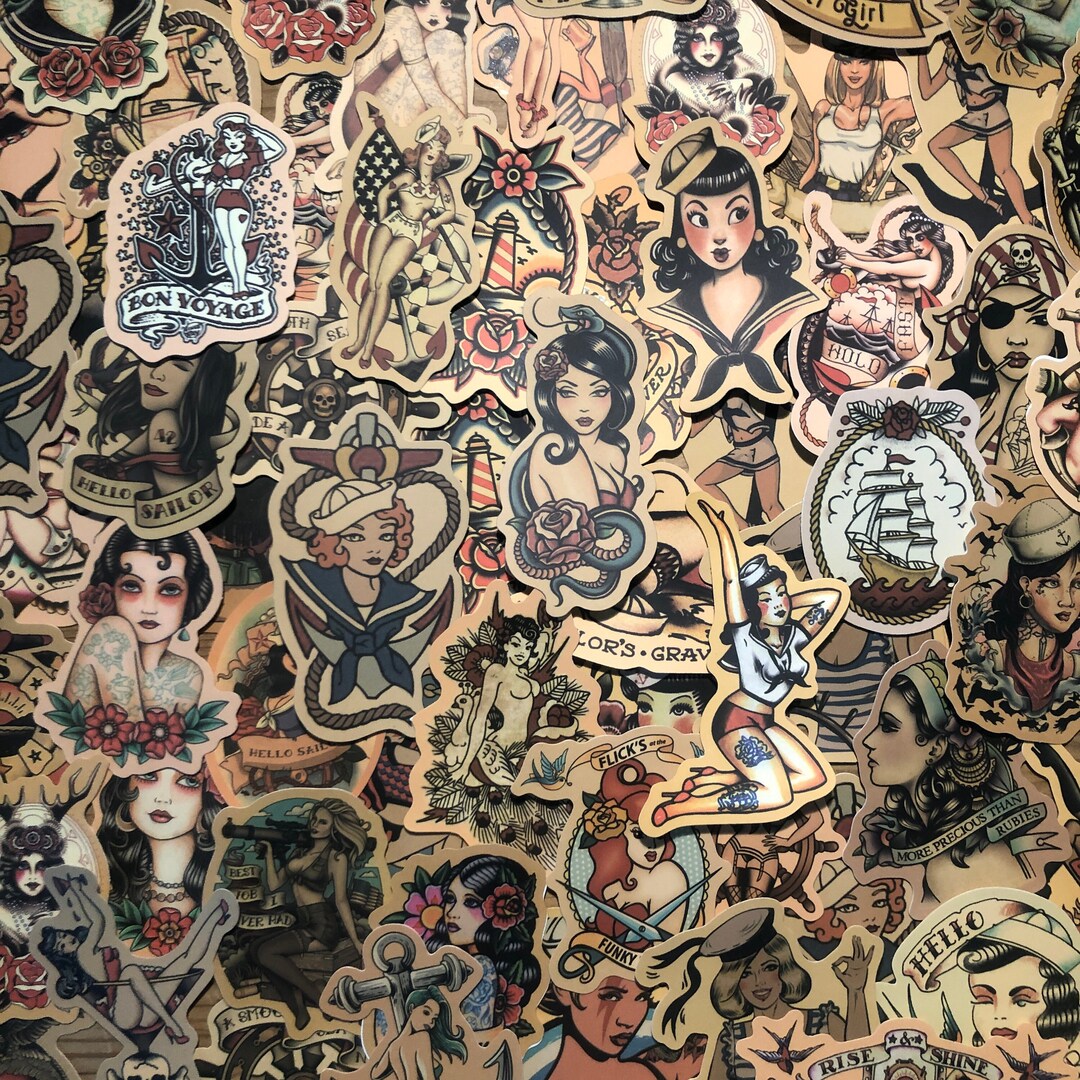 30 Sailor Pirate Prison Stickers! Random Sticker Bomb /// Tattoo Style ...