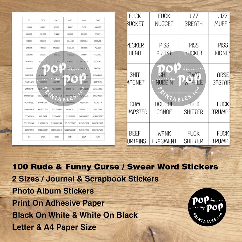 PRINTABLE STICKERS Very Bad Language Funny /// Curse Word - Etsy