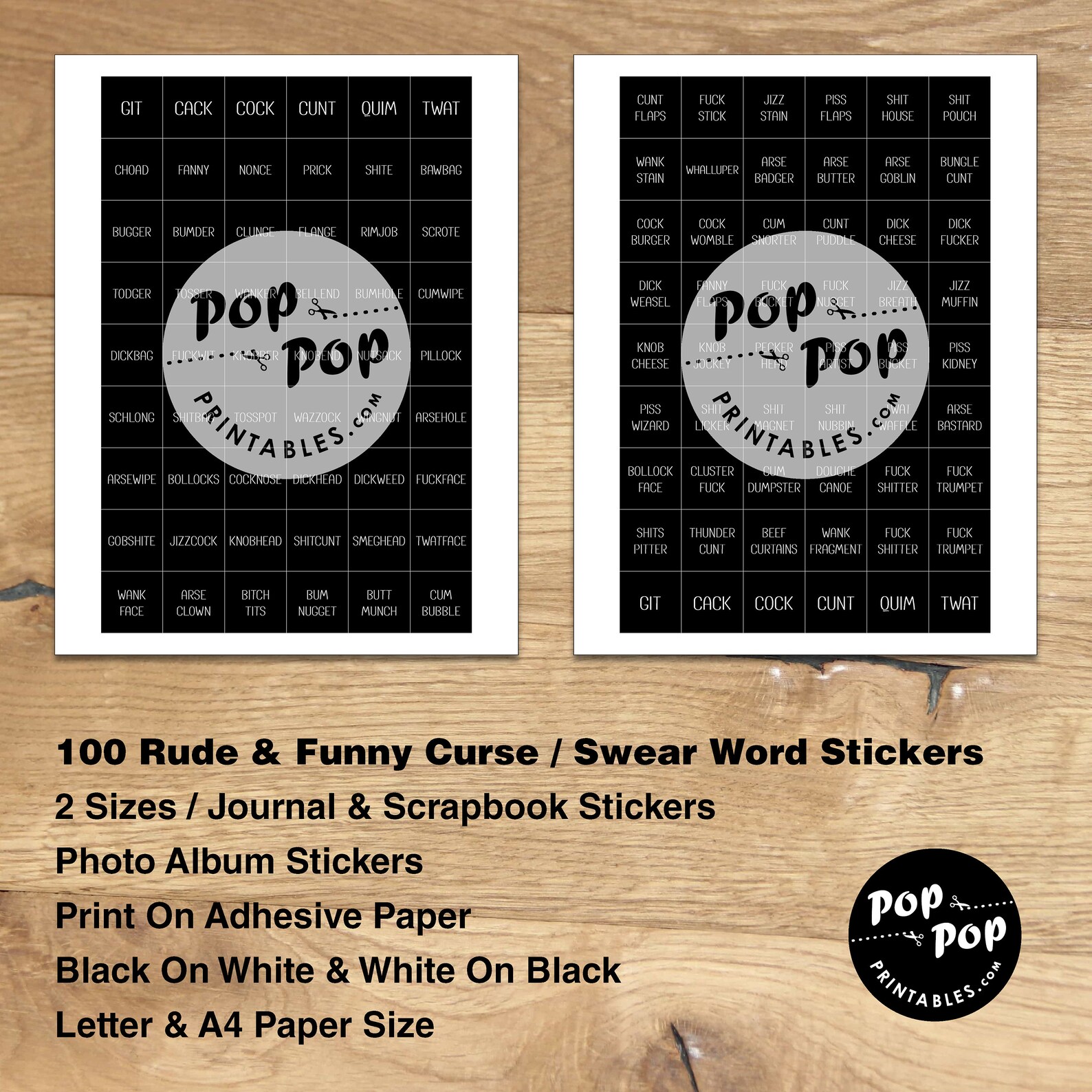 PRINTABLE STICKERS Very Bad Language Funny /// Curse Word Etsy