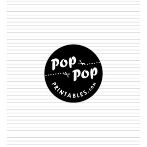 May include: A black and white lined printable paper with the text "POP POP PRINTABLES.COM" in a circle at the bottom of the page. The paper is labelled "A4" in the bottom right corner.