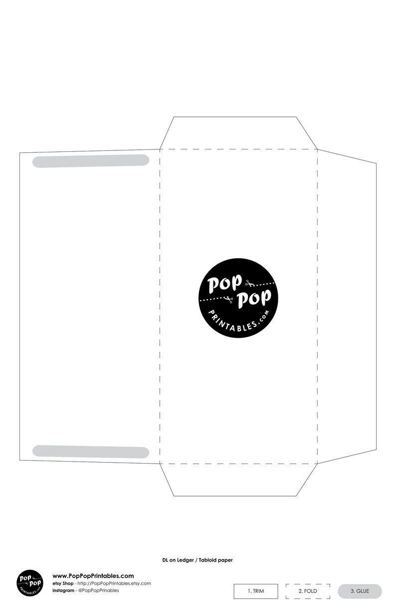 Quick & Easy DL Printable Envelope Blank, Instant Download for a