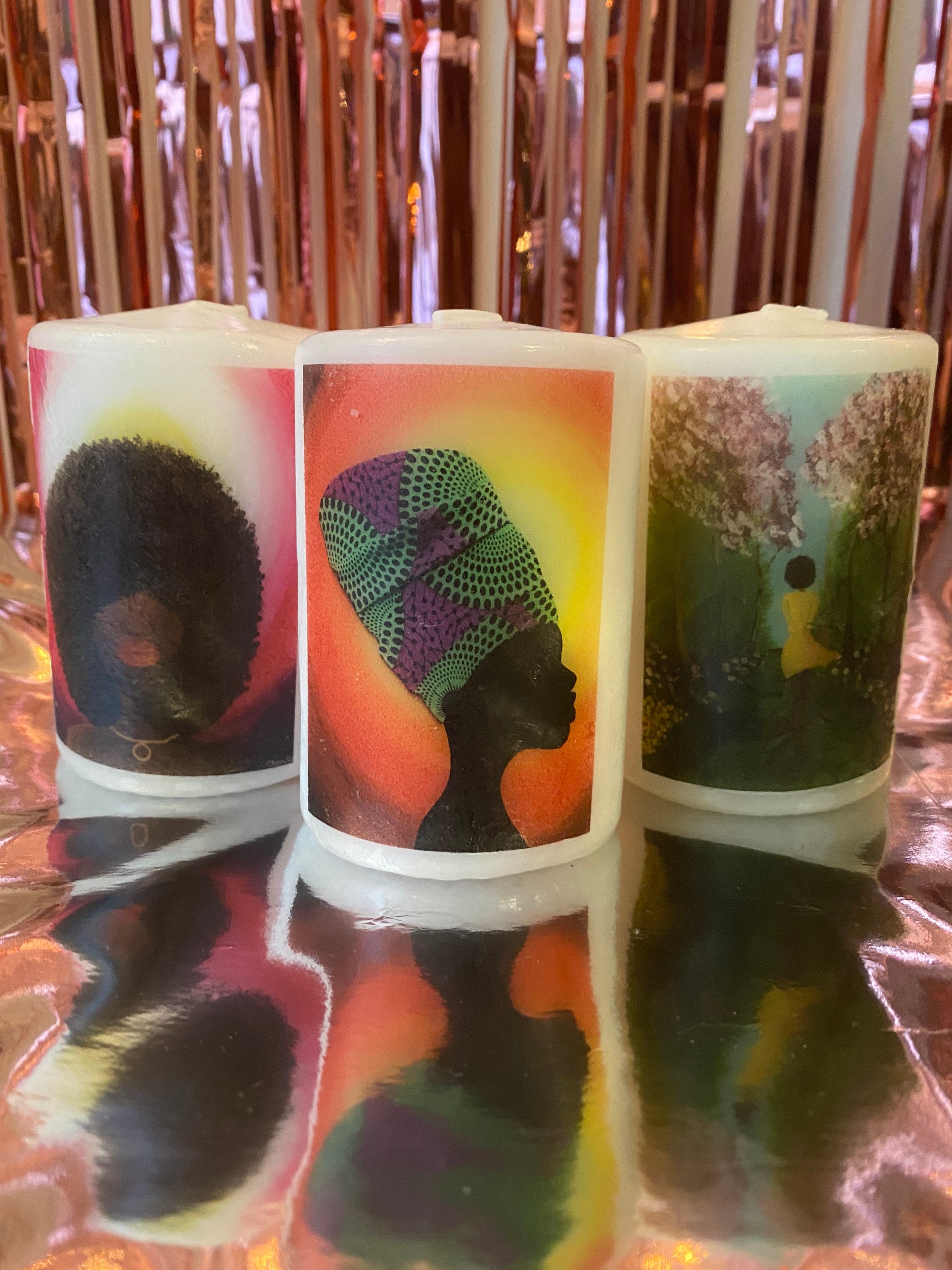 Black African Afro Centric Art Candle Etsy