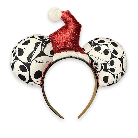 Disney Jack Skellington Mickey Ears with Red Santa Hat New Santa Jack Skellington Ear Headband at Walt Disney World  main image 4