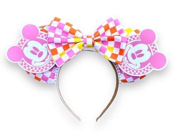 Springtime Checkered Mouse Ears, Disney Ears, Mickey Mouse Ears