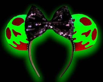 Glow in the Dark Poison Apple Ears, Villain Ears, Halloween Ears, Disney Ears