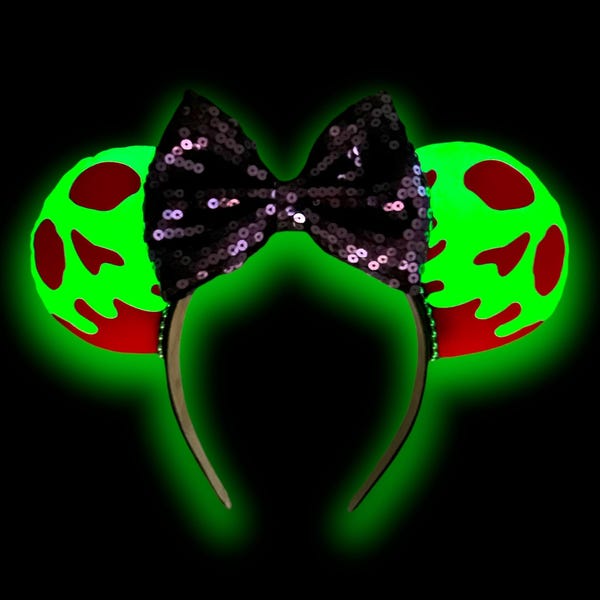 Glow in the Dark Poison Apple Ears, Villain Ears, Halloween Ears, Disney Ears