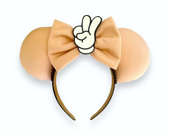 Beige Peace Ears, Beige Disney Ears, Mickey Ears, Disney Ears