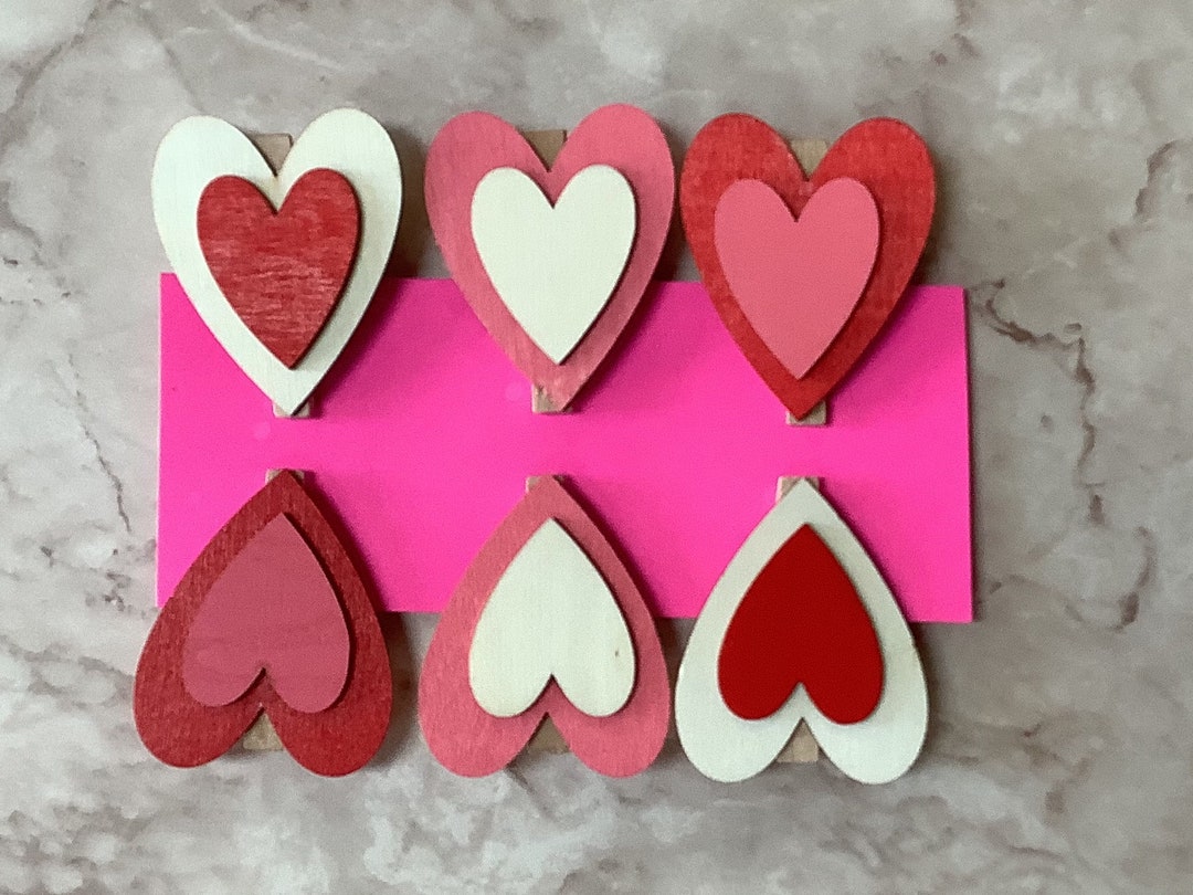 Adoring Hearts Valentine Clothespin Tag Holder, Heart Clothespin Clip