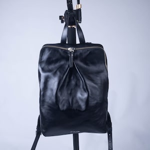 Echt lederen reisrugzak/Premium geplooide lederen rugzak/Fonix Unisex rugzak zwart/Zijn rugzak
