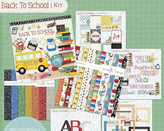 Back to School Kit, School Graphics, Teacher Papers, School Scrapbook, School Clip Art, Teacher Scrapbook, School Word Art, Digital Frames