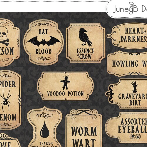 Halloween Jar Labels Vintage Apothecary Jar Labels Printable ...