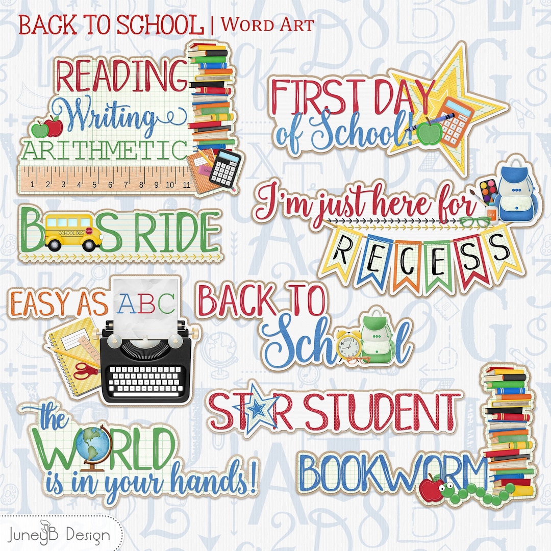 Back to School Word Art, School Word Art, Fun School Sayings, Scrapbook