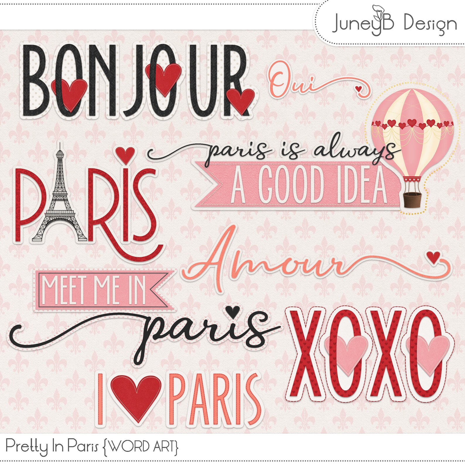 Pretty In Paris Word Art Valentine Word Art Valentine Etsy