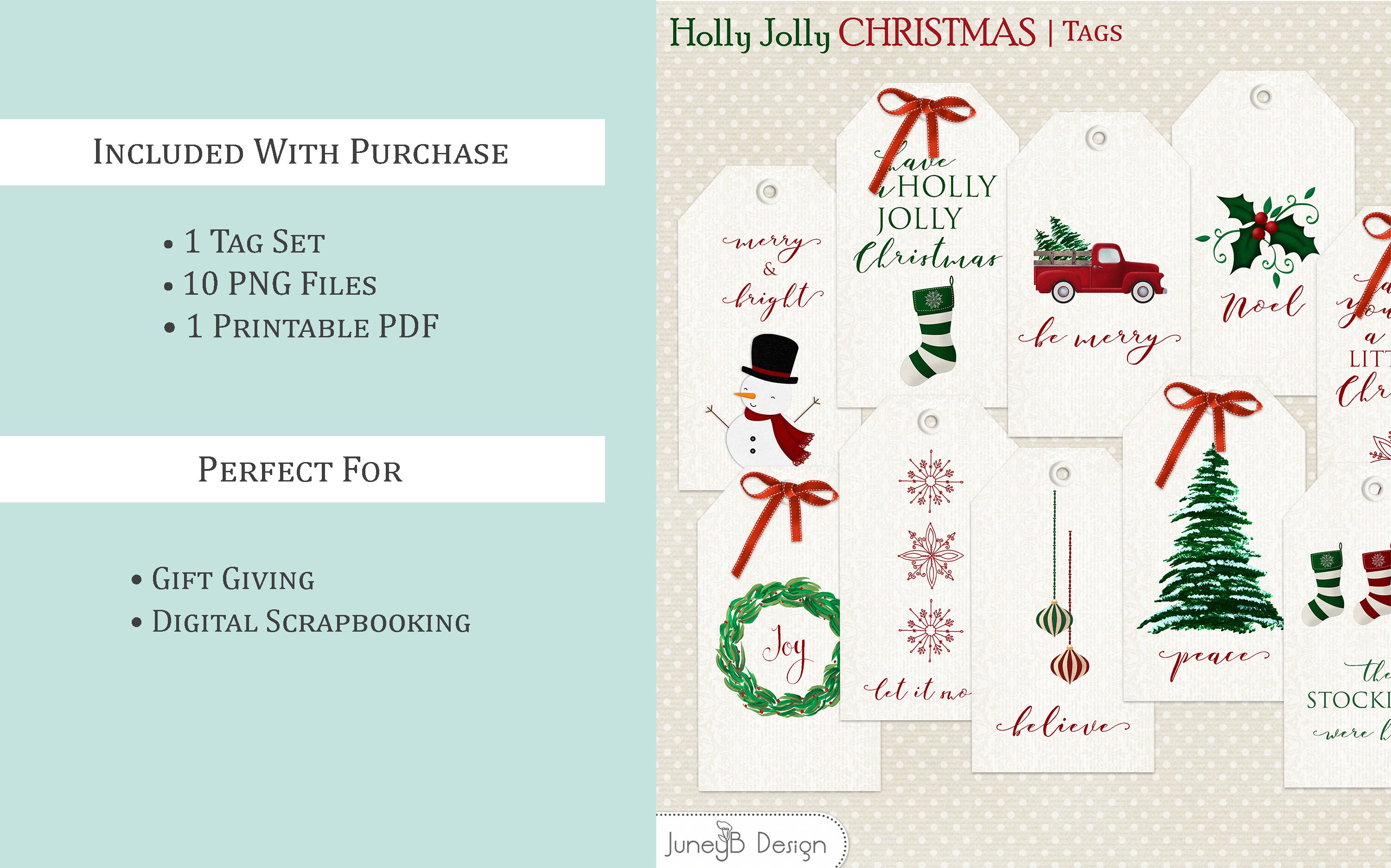 Printable Vintage Christmas Tags With Watercolor Trees and Little Red ...