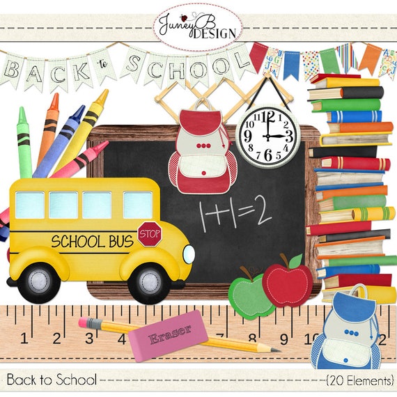 Back To School Clip Art School Graphics School Supplies Etsy