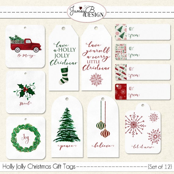 Printable Christmas Tags Holly Jolly Christmas Gift Tags | Etsy