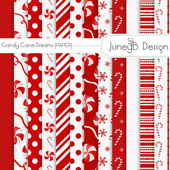 Candy Cane Dreams Paper Digital Christmas Paper Christmas | Etsy