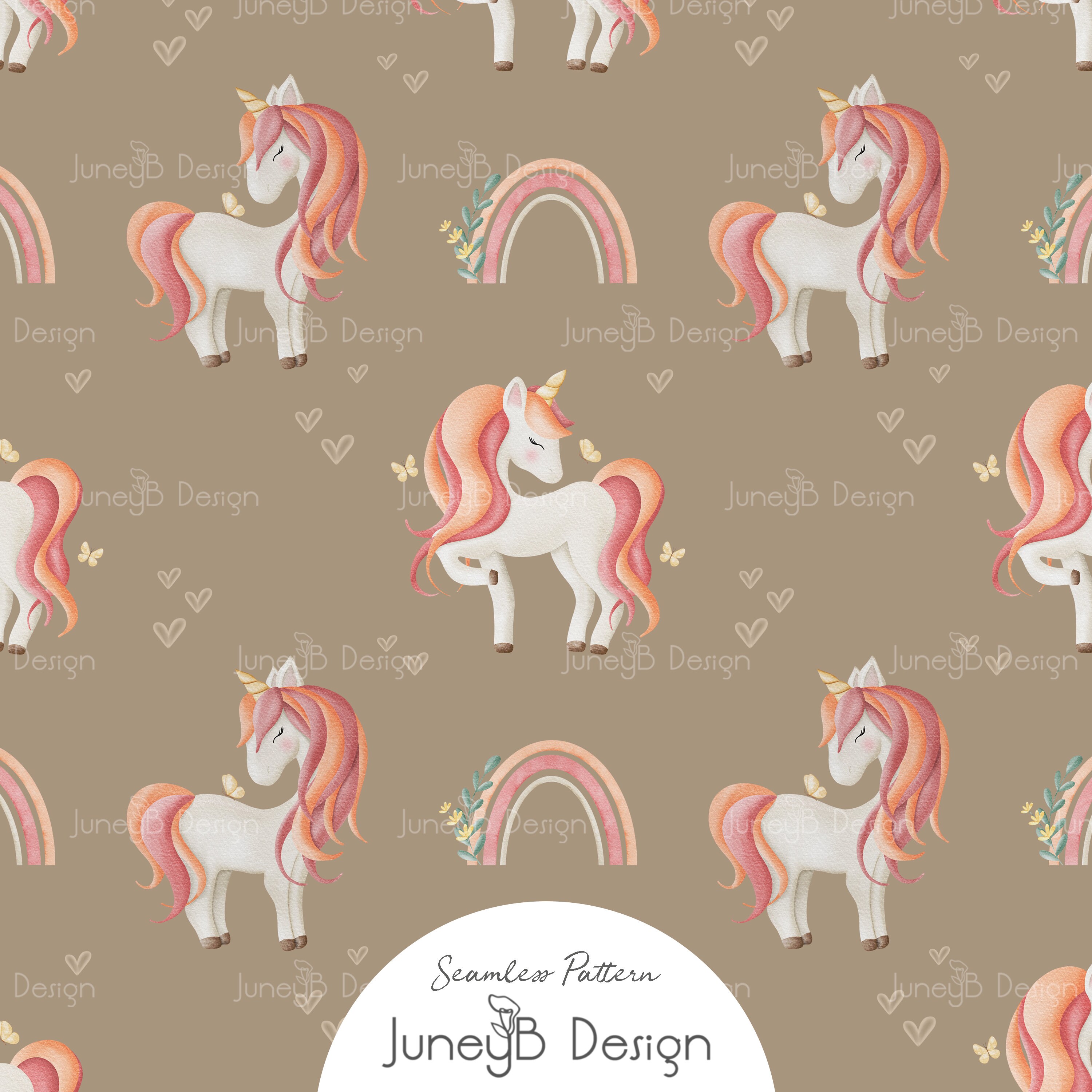 Unicorns and Rainbows Seamless Pattern Watercolor Unicorns Repeat ...
