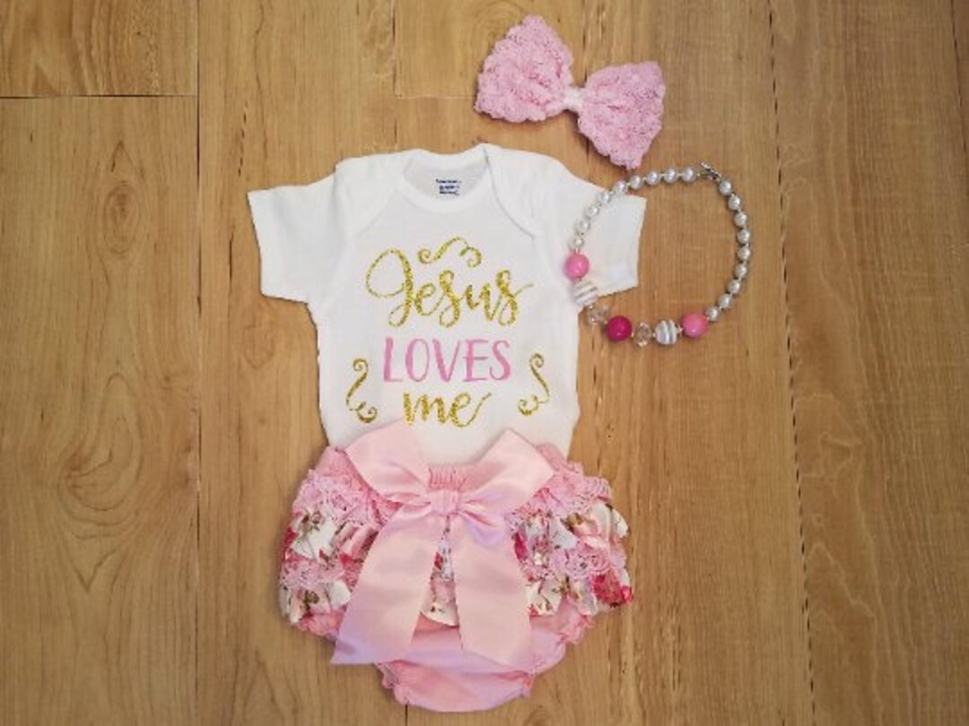 Jesus loves me Outfit Set - embellished tutu skirt bloomers