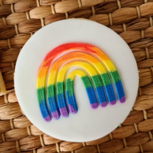 Rainbow Embosser, fondant stamp, cookie cutter, cupcake stamp, rainbow cookie