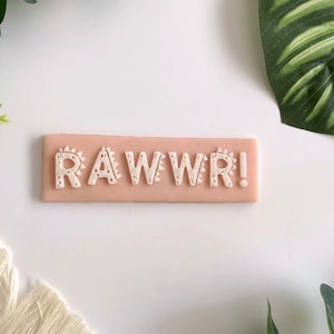 RAWRR Rectangle Embosser, Dinosaurier Embosser, Acrylstempel, Cookie Embosser, Fondant Embosser, Dino Embosser, Dinosaurier Stempel, Bild 1