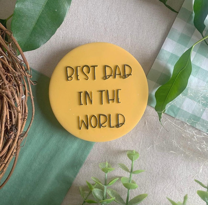 Best dad in the world Fathers Day embosser Acrylic stamp for cookie cupcake spring Dad Daddy image 1