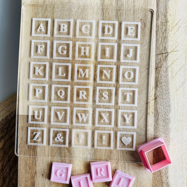 Alphabet Block Slab Embosser Acrylic stamp for cookie cupcake debosser baby blocks