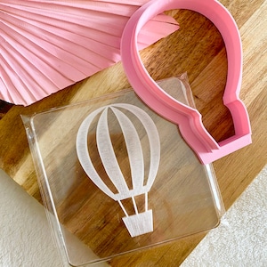 Hot Air Balloon Embosser and Cutter, fondant stamp, cookie cutter, cupcake stamp, baby shower, new baby