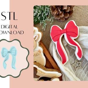 Bow cookie cutter STL, STL file, cookie cutter, cookie embosser, 3D printing, 3D print file, digital download,  STL, bow stl