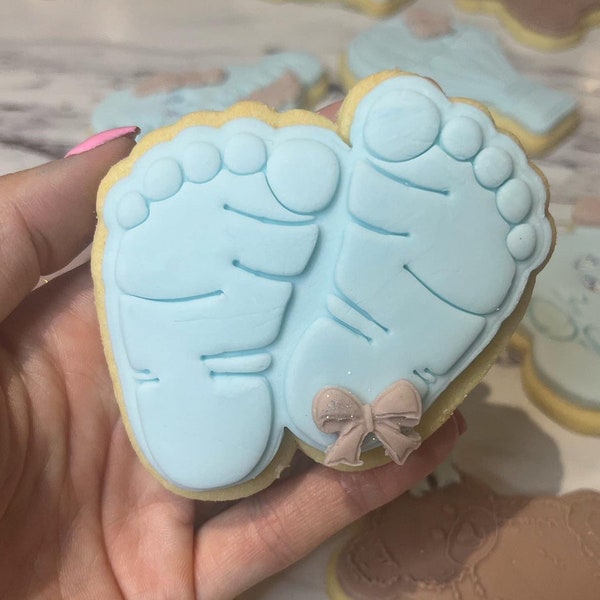 Baby feet Embosser and Cutter, pla stamp, cookie, cupcake, baby shower, baby, new baby cookies, fondant Embosser, cookie cutter, baking