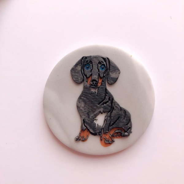 Dachshund sausage dog body Embosser Acrylic stamp for cookie cupcake