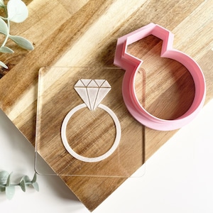 Diamond Ring Embosser and Cutter, fondant stamp, cookie cutter, cupcake, hen do, wedding,  engaged,