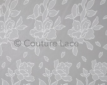 Florale Brautspitze/ Brautspitze Material/ offwhite Brautspitze/ florale Hochzeitsspitze/ Couture Spitze // L23-583